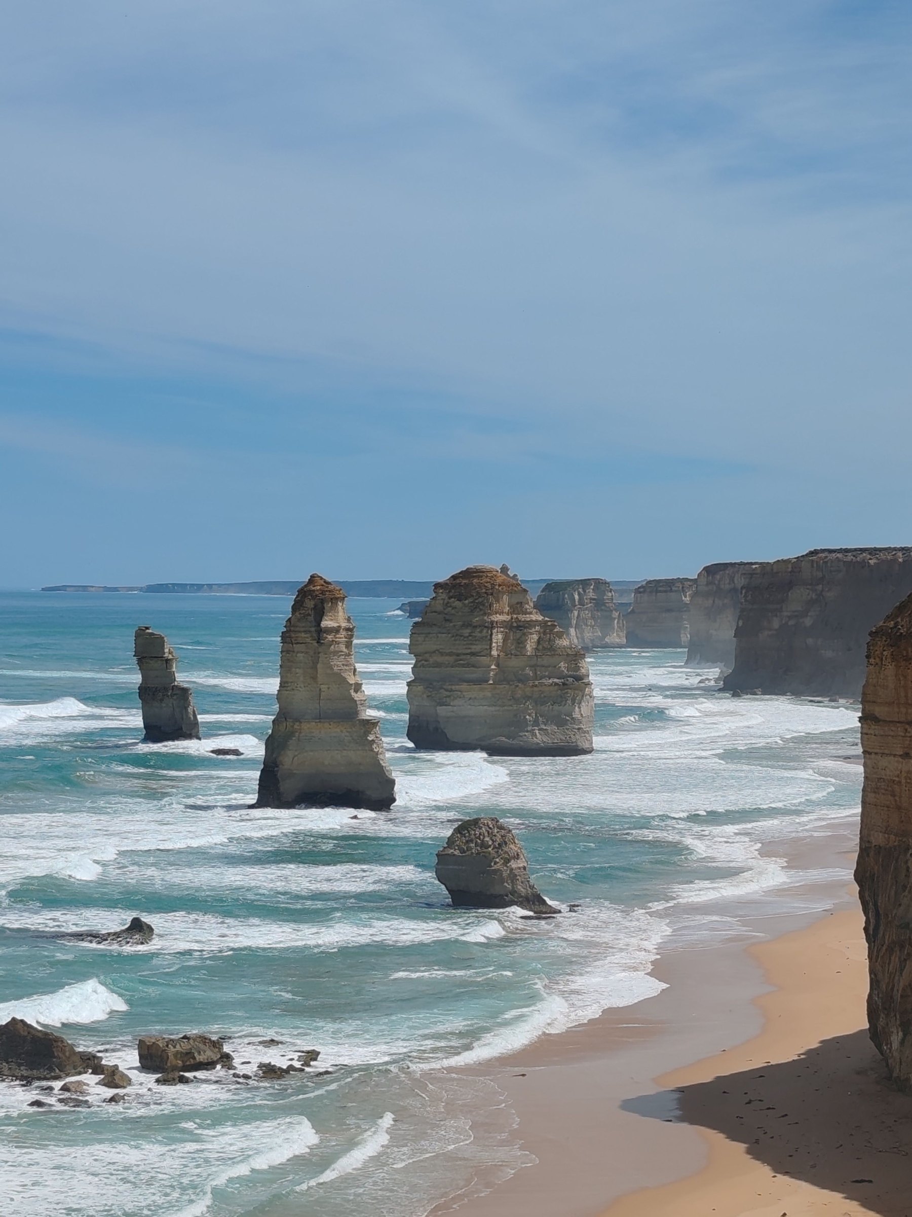 Limestone stacks and cliffs along the Great Ocean Road coast
