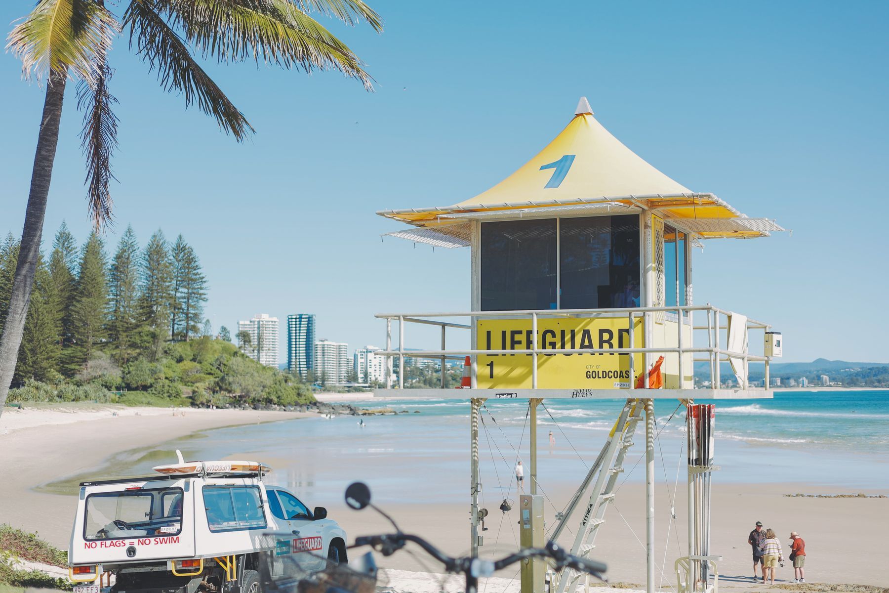 A lifeguard tower above the beach at Coolangatta on the Gold Coast